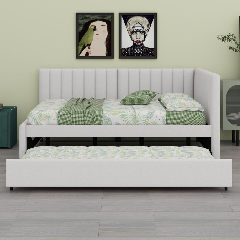 Lit de jour rembourré avec couchette, Complet/Double, Beige