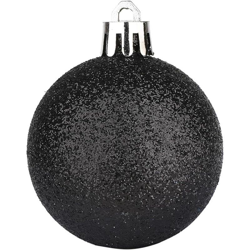 Ornements de boule de Noël, 30 carats, plastique incassable bleu et argent 2,36 po, noir