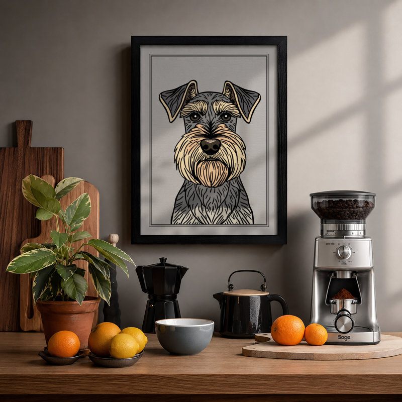 Schnauzer Study Modern - Print, A1 - 84.1 x 59.4 cm, Black