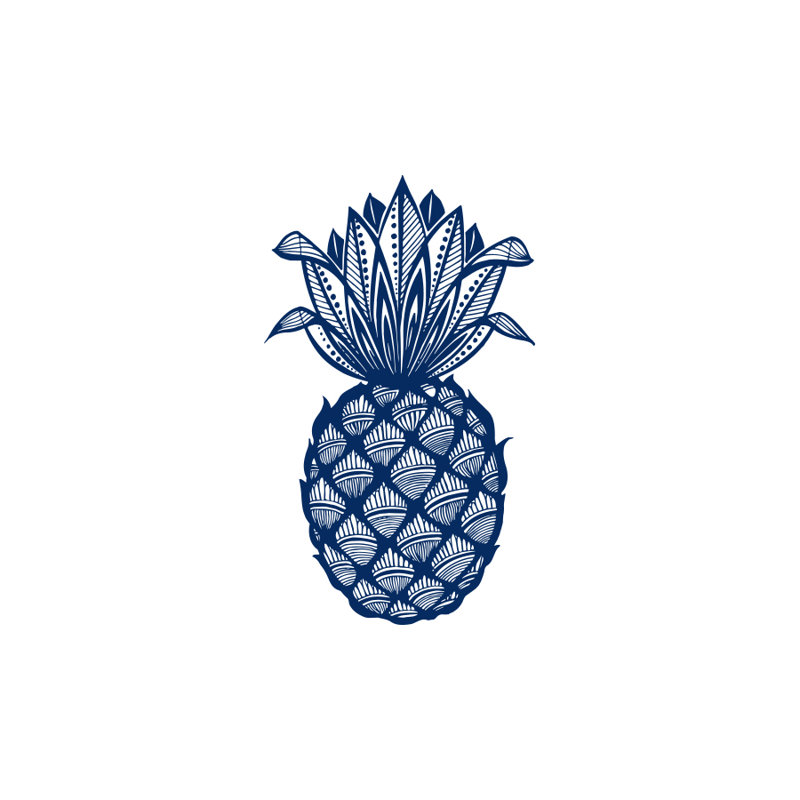 Décalcomanie murale fruits de pin ananas Barringer, Bleu marine