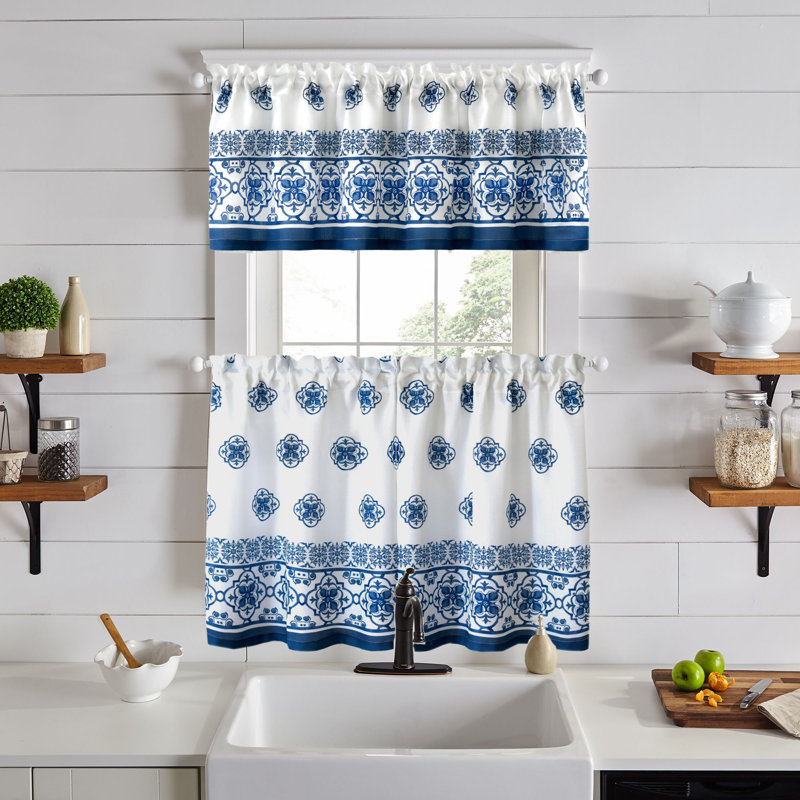 Guven Kitchen Window Valance, Blue