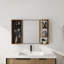 Armoire de salle de bain avec miroir 41,6 po avec combinaison de rangement, armoire murale avec porte à fermeture douce, armoire de rangement avec accessoires - bacs et crochets en plastique givré, contreplaqué