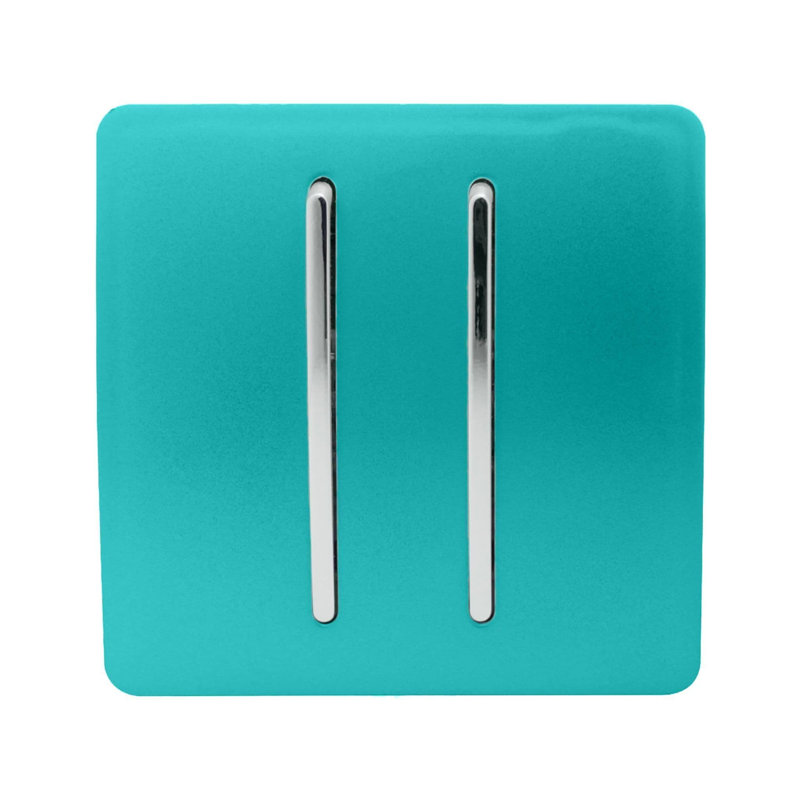 Trendi Switch 2 Gang Intermediate Rocket Light Switch, Bright Teal