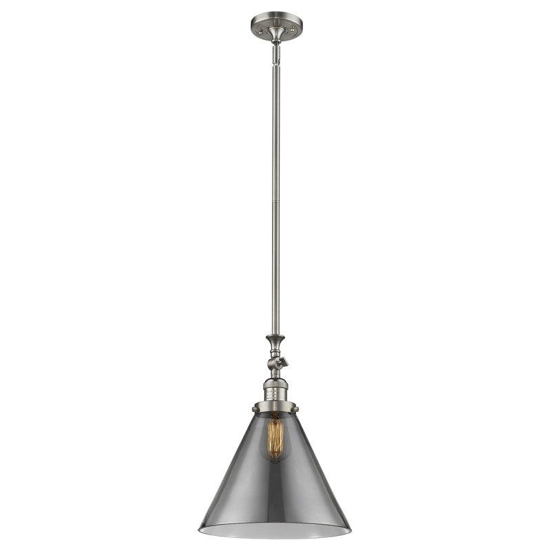 1 - Light Single Pendant, Brushed Satin Nickel, Plated Smoked, No Bulb Included
