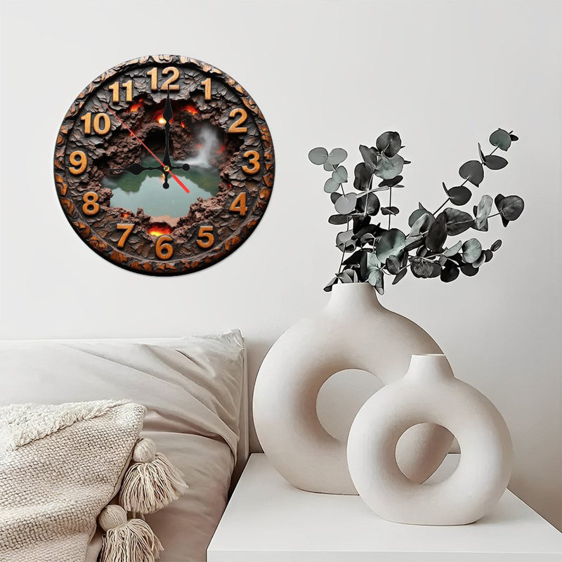 Volcanic Lake Lava Rock Wall Clock