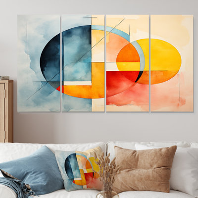 Cubique aux couleurs douces, carreaux V - abstrait géométrique, 4 pièces