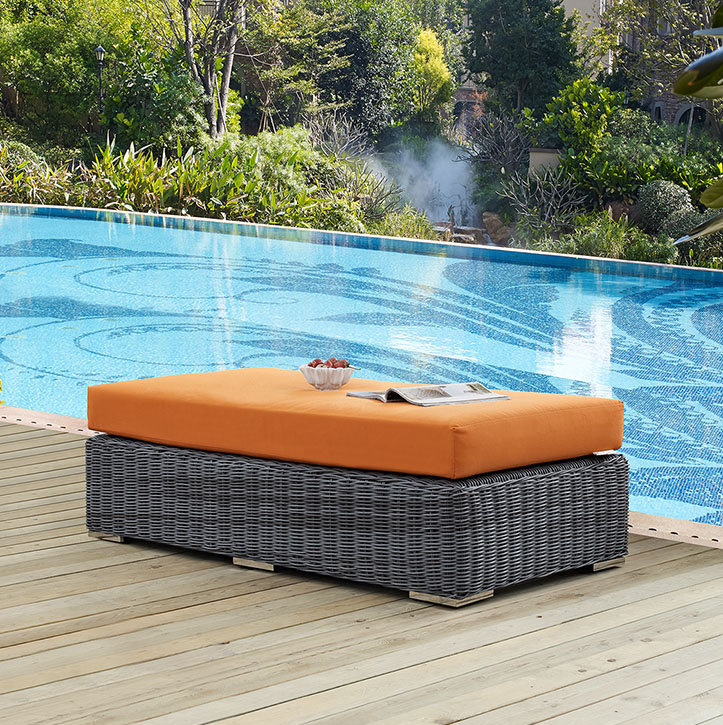 Repose-pieds d'extérieur rectangulaire Sunbrella Modway Summon, Toile Sunbrella® toscan