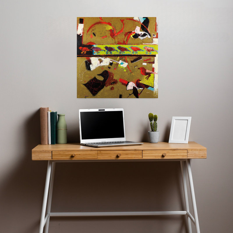Art contemporain abstrait, direction gauche, H 18 po x l 18 po