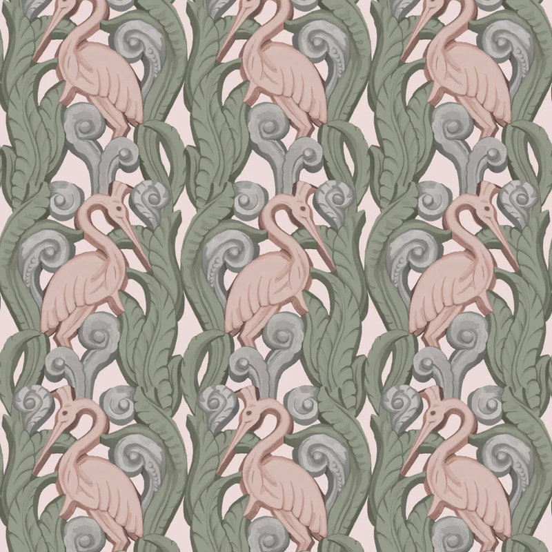 Deco Heron - Wallpaper, Sunwashed, Peel & Stick