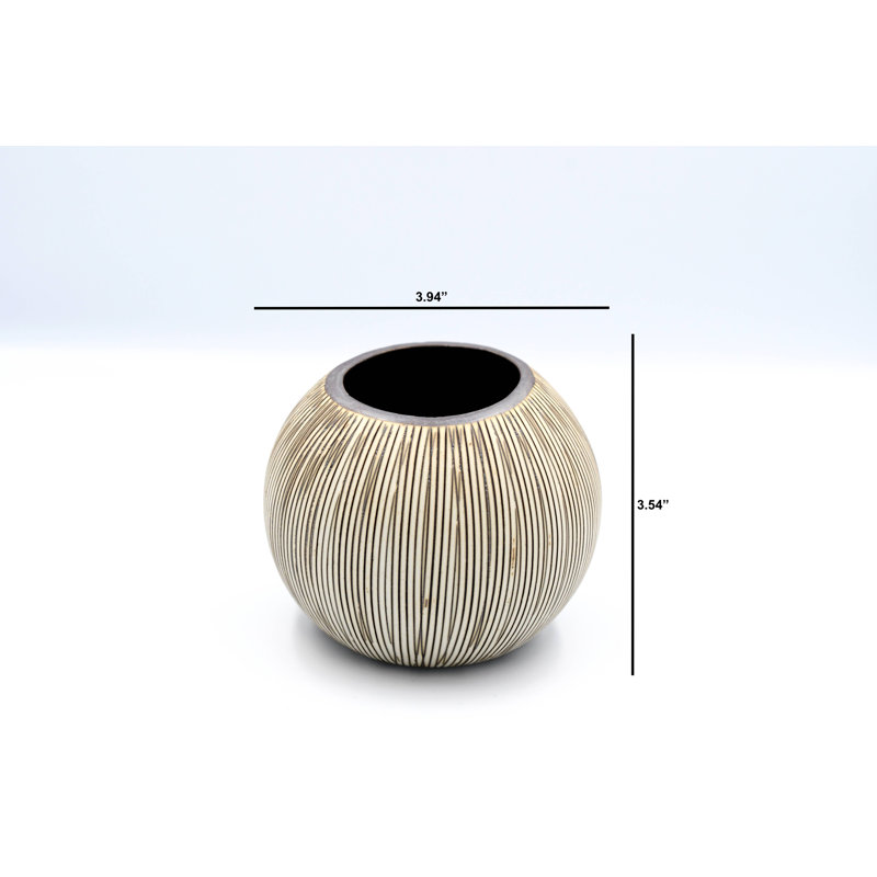 Avrit Handmade Table Vase, Brown, 3.5" H x 3.9" W x 3.9" D