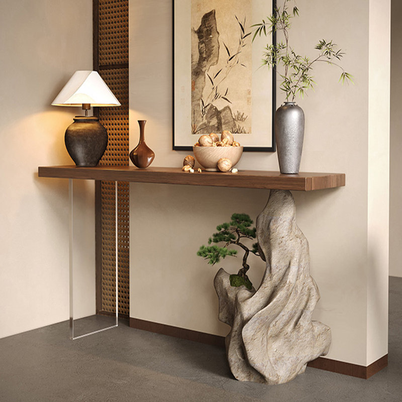 Table d'entrée moderne en bois de pin minimaliste, H 31,5 po x l 47,2 po x P 11,8 po