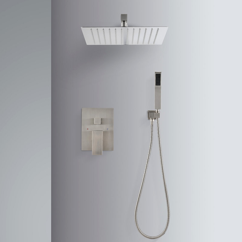 12" Rain Shower Head Systems Wall Mounted Shower, Brushed Nickel