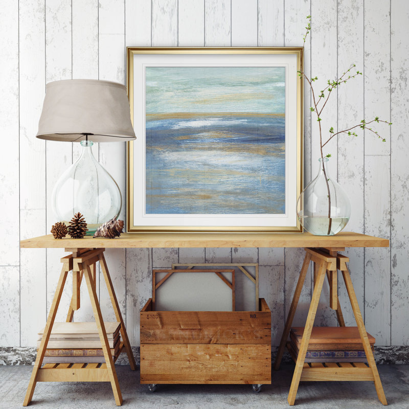 « tuscan shore i », reproduction de peinture à l’huile sur toile tendue, H 17,5 po x l 17,5 po x P 1,5 po, Cadre doré