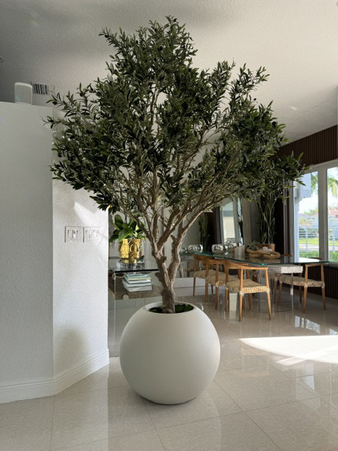 Artificial Olive Tree 30" Globe Planter, Beige