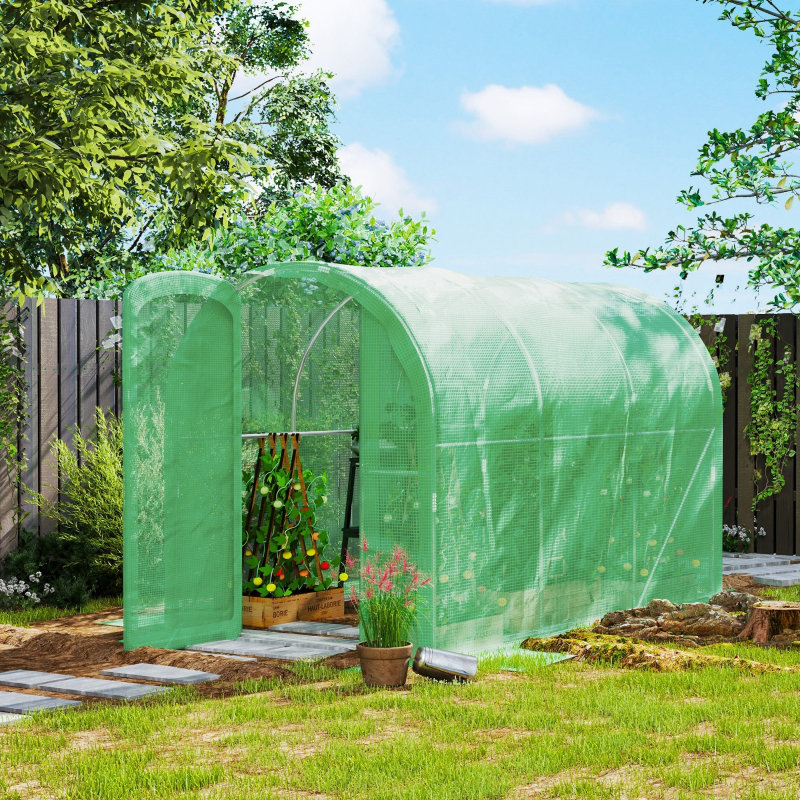 Norwyn Traditional Polytunnel Greenhouse With Hinged Door And Galvanized Steel Frame