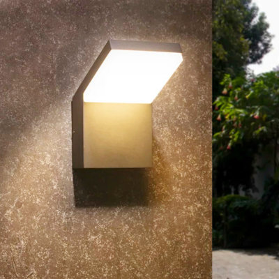 Applique murale d'extérieur à DEL, luminaire en aluminium imperméable, convient aux porches, aux portes avant, aux jardins, aux cours et aux patios, gris