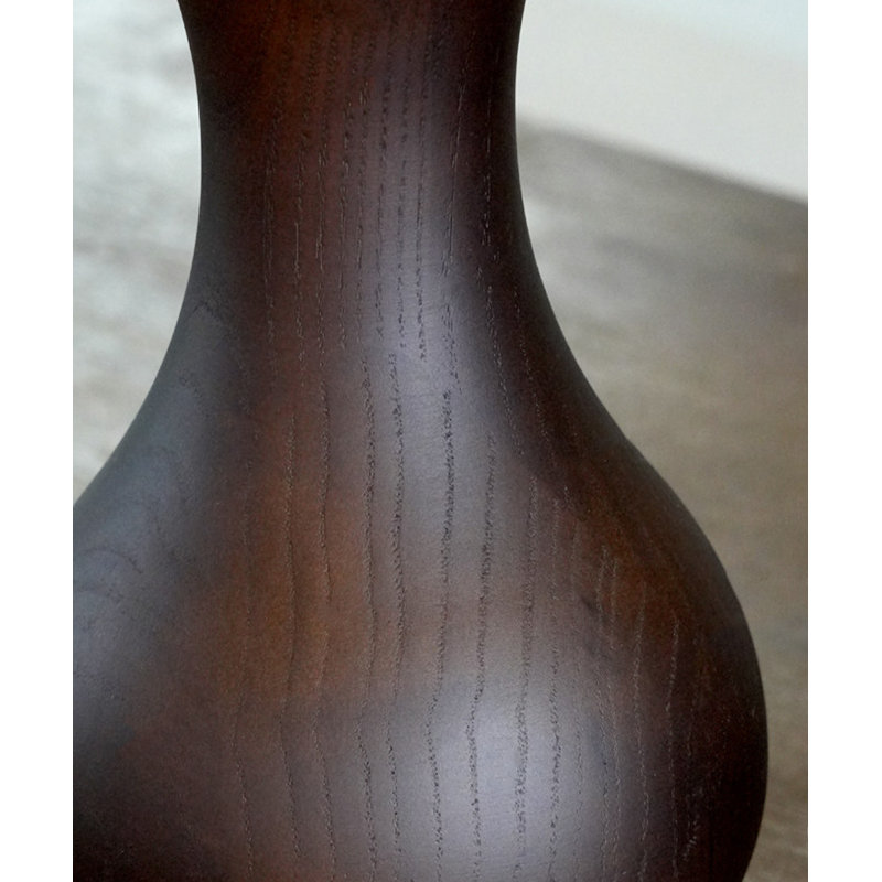 Petite lampe de table moderne en bois massif brun avec abat-jour en verre pour le salon de la chambre à coucher, ampoule incluse