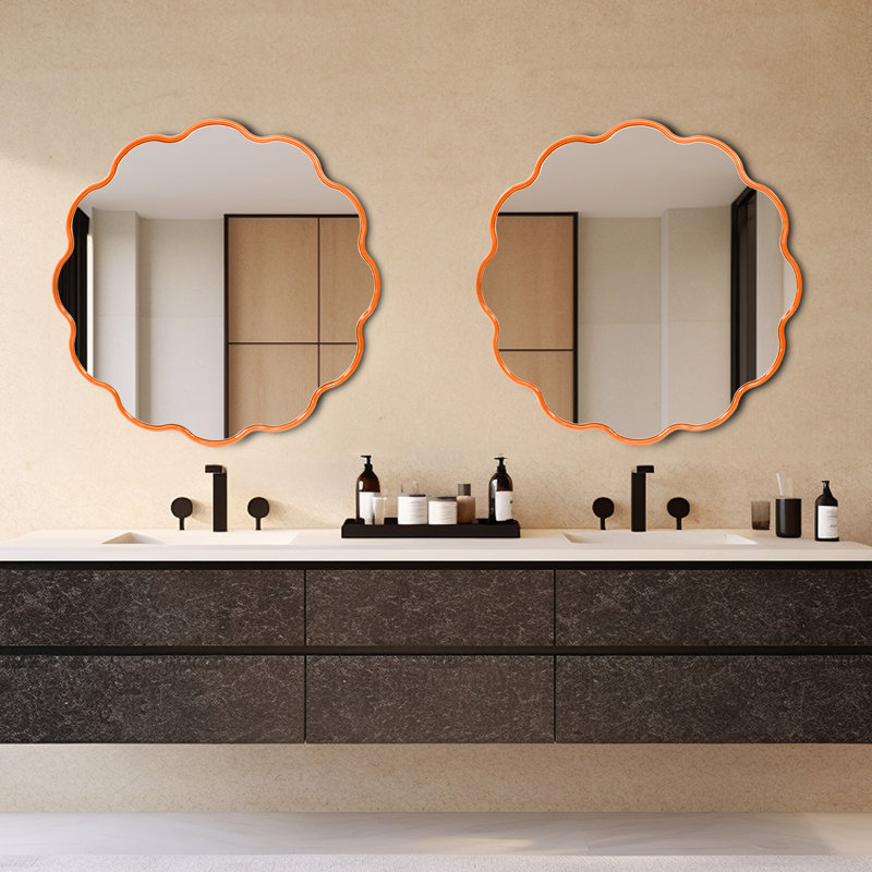 Anderson Scalloped Flower Wall Mirror, Orange