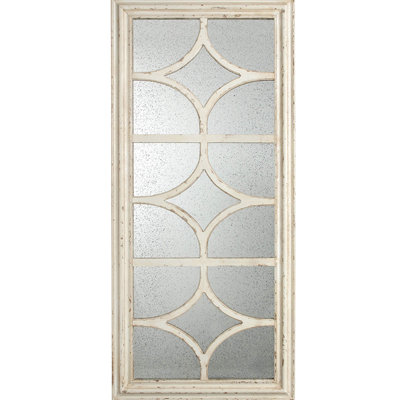 28"X59" Rectangular Mirror, White Distressed Frame For Home Decoration Purposes, Hang Vertically/Horizontally, Paneled Antique Finish Frame, Vertical/Horizontal Mount Option, Made Mirror