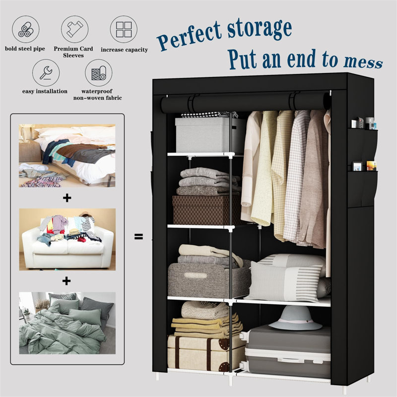 45cm Portable Wardrobe, Black