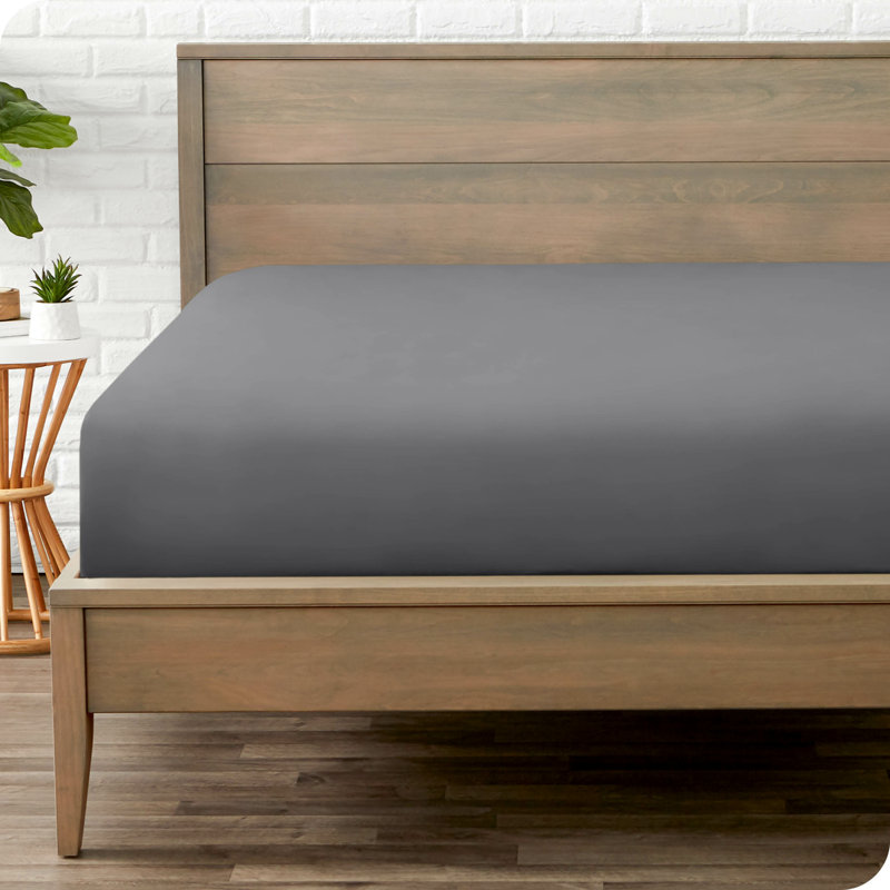 Microfiber Fitted Sheet, Gray, Twin Fitted Sheet