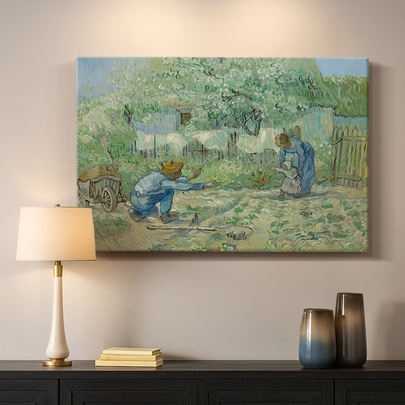 Premiers pas, d'après Millet-Vincent van Gogh-Toile tendue avec châssis-1890, 32 x 48