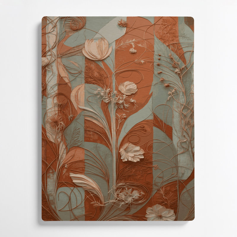 «Abstract Florals» 13, art mural en métal brun, H 11 po x l 14 po