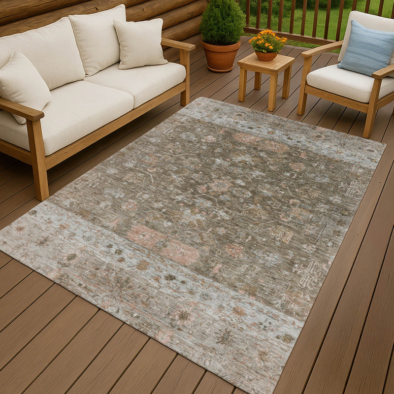 Machine Washable Indoor/Outdoor Bingel ACN2323 Global Rug, Rectangle 3' x 5'