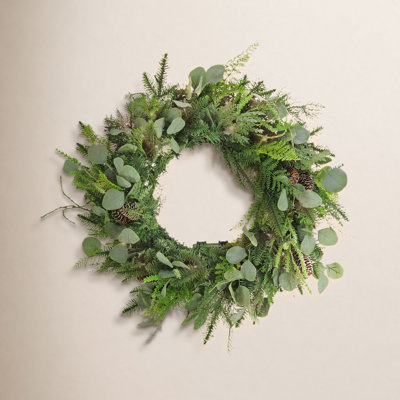 28'' Faux Mixed Assortment Lighted Wreath