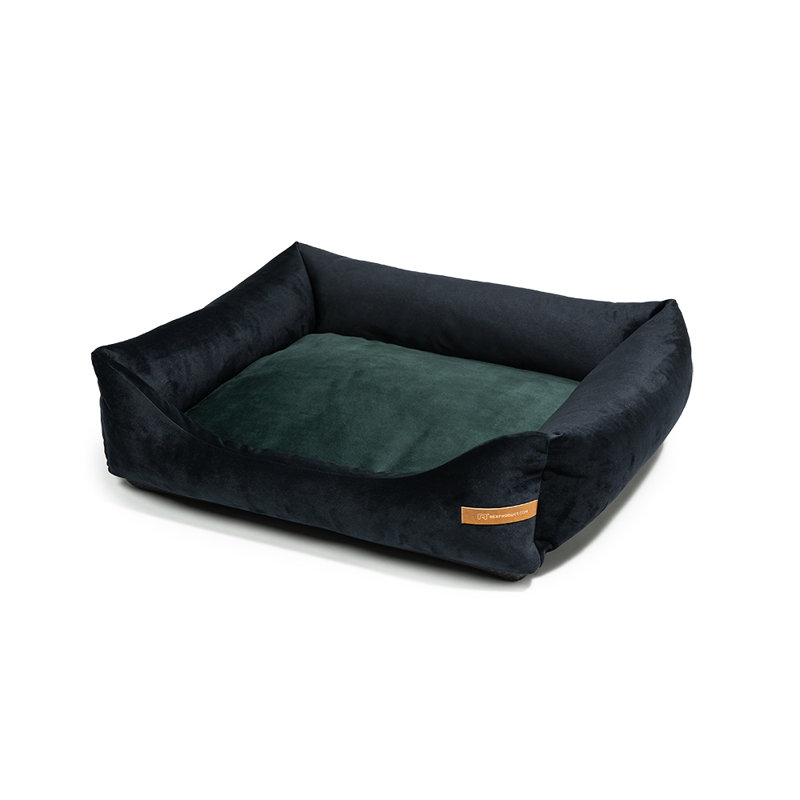 Orthopedic Polyester Pet Bed, Black/Dark Green, 15cm H x 55cm W x 65cm D