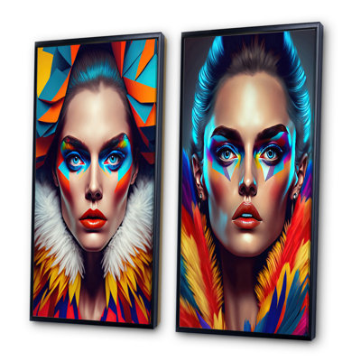 «Colorful Sensual Woman In Coat I», 2 pièces sur toile