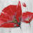 Three Red Flowers on Gray Background - Romantic Canvas Art