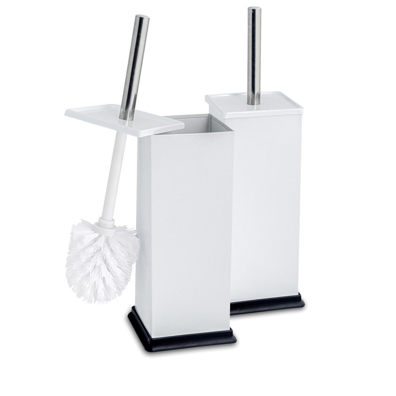 Harbour Housewares - 2x Square Toilet Brushes with Holder, White