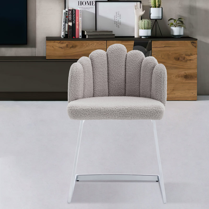 Carlecia 47cm H Upholstered Upholstered Back Side Chair in Beige, Grey, White