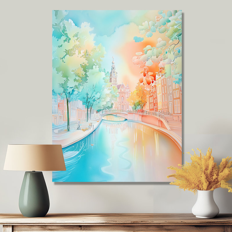 Impression sur toile «Amsterdam by the Summer II - Cityscapes», Amsterdam, H 32 po x l 24 po x P 0,84 po