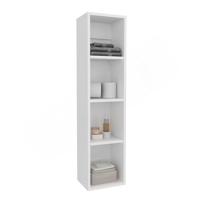 Tall Manufactured Wood Wall-Mounted Cabinet Storage With 4 Open Shelves, Slim Bathroom Organizer