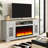 70" Natural Wood Fireplace TV Stand, Manufactured Wood Two-Tone Carved Door Media Console-1150213978