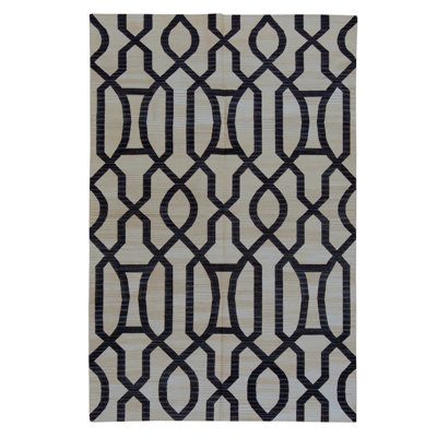 Tapis rectangulaire en laine à tissage plat
