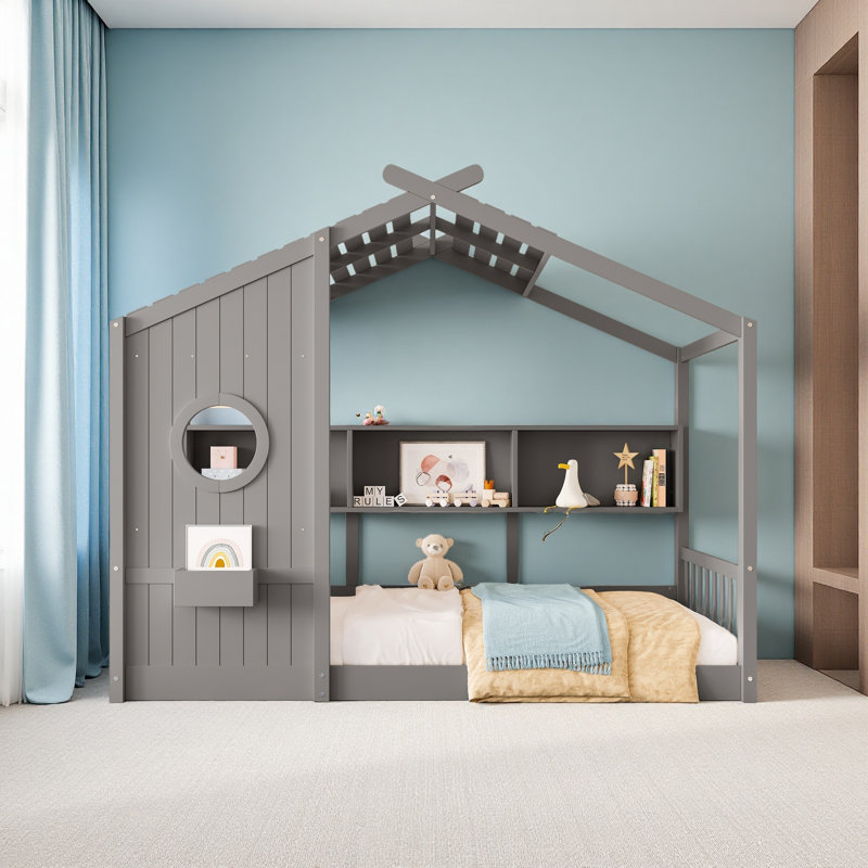 Lit simple au sol pour tout-petit, Gris