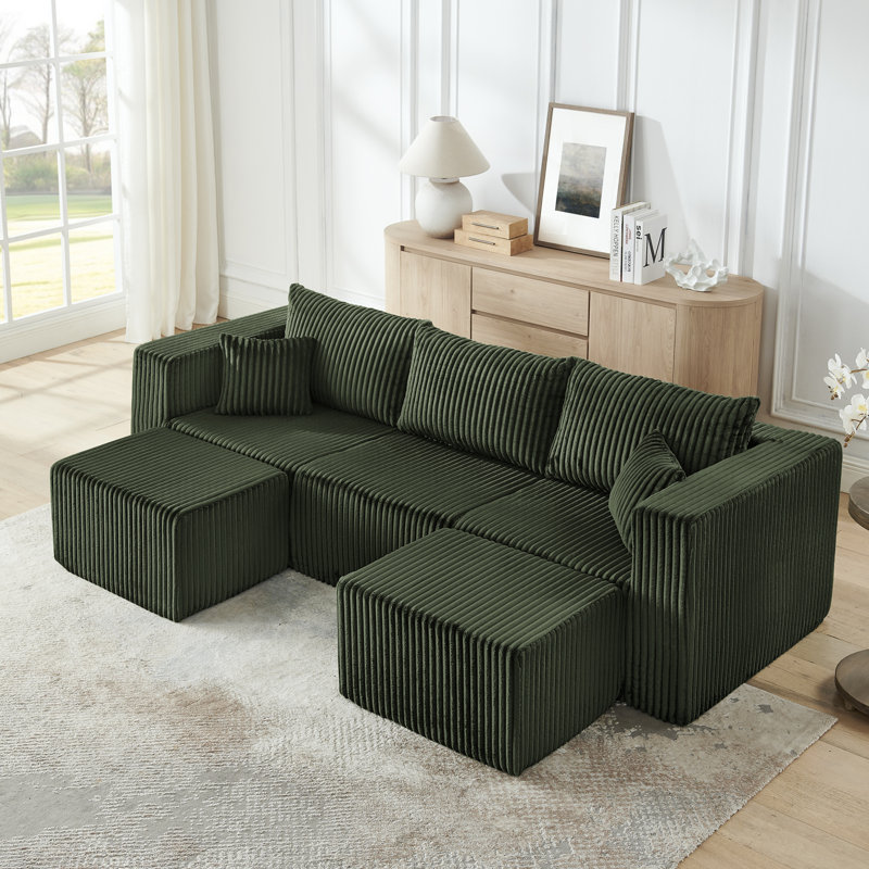 Canapé modulaire compact compact: Canapé à compression minimaliste et compact, Green Corduroy