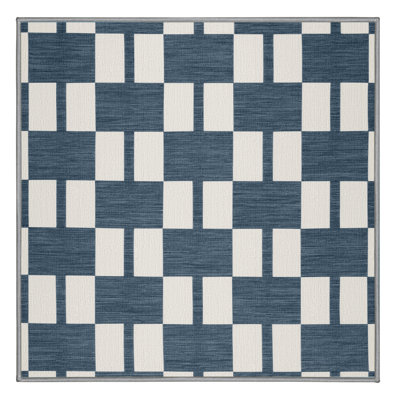 Machine Washable Checkered Gray Area Rug