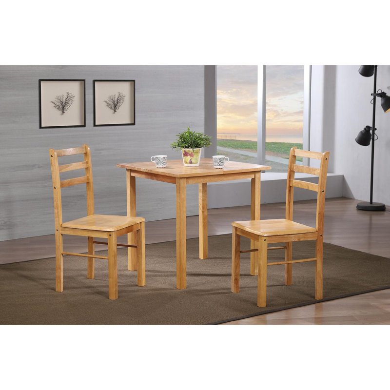 Rubberwood Dining Table with Wood Base