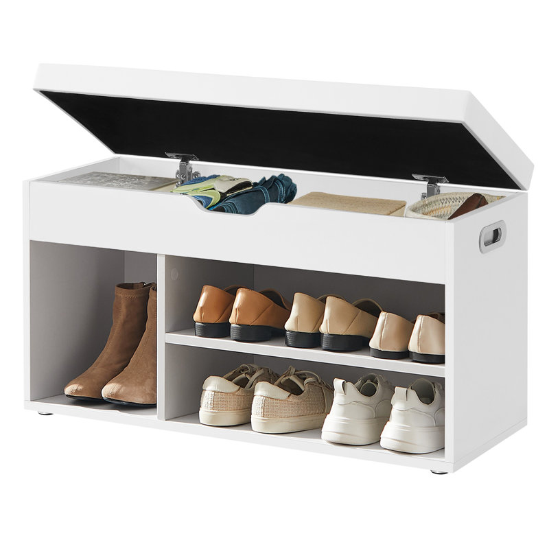 6 Pair Shoe Storage Bench, Cloud White, 17.3" H x 31.5" W x 11.8" D