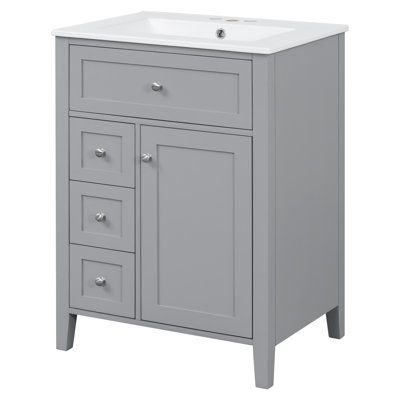 Meuble-lavabo autoportant 24 po avec comptoir en céramique 24 po