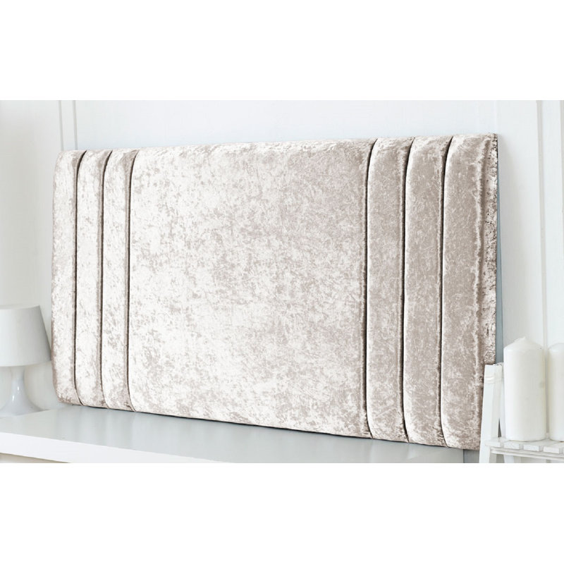 Shipman Upholstered Headboard, Double (4'6), Crushed Velvet Fabric, Cream