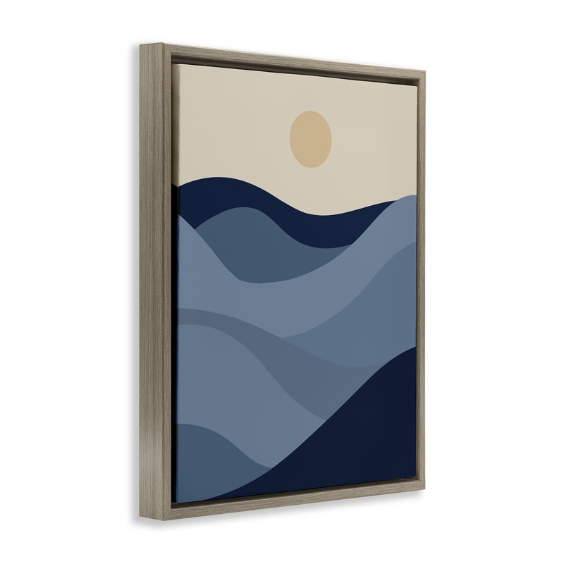  Blue Hills & Moon Framed Floater Canvas Wall Art by Daphne Polselli, Montalcino Elm Floater Frame, 21" H x 17" W