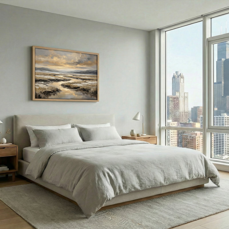 Ensemble de 1 tableau sur toile Misty River, 18"H x 24"W, Naturel