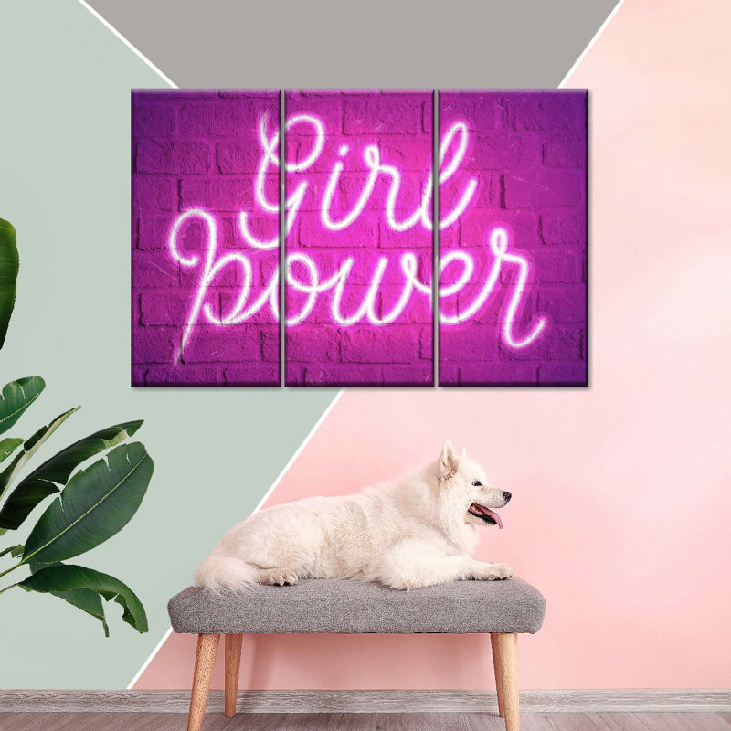 Girl Power, enseigne au néon, reproduction sur toile, H 24 po x l 38 po