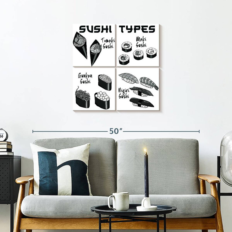 Tableau des types de sushi Yarlin, H 26 po x l 26 po