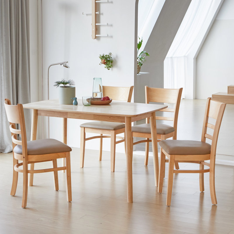 Rowley 5-Piece Solid Wood Modern Rectangular Dining Table Set with 4 Chairs, Natural